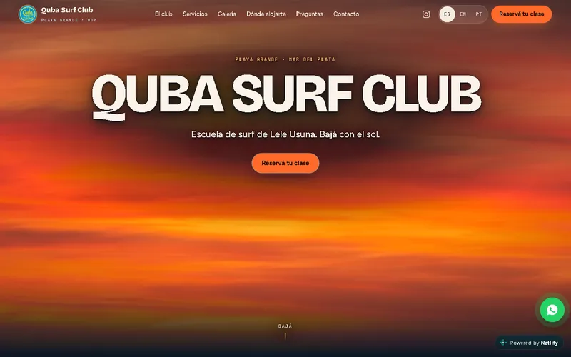 Inicio de la web de Quba Surf Club